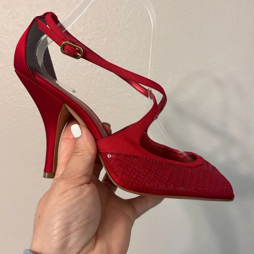 Nina Elegant Red Strappy Heels size 8 1/2 - Picture 4 of 8